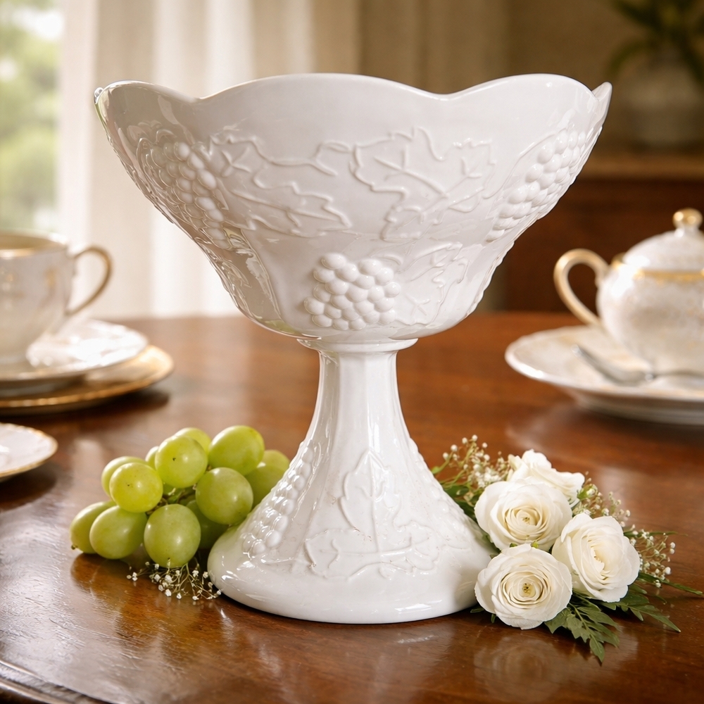 Vintage 60's Indiana Milk Glass  Compote Bowl 8x7